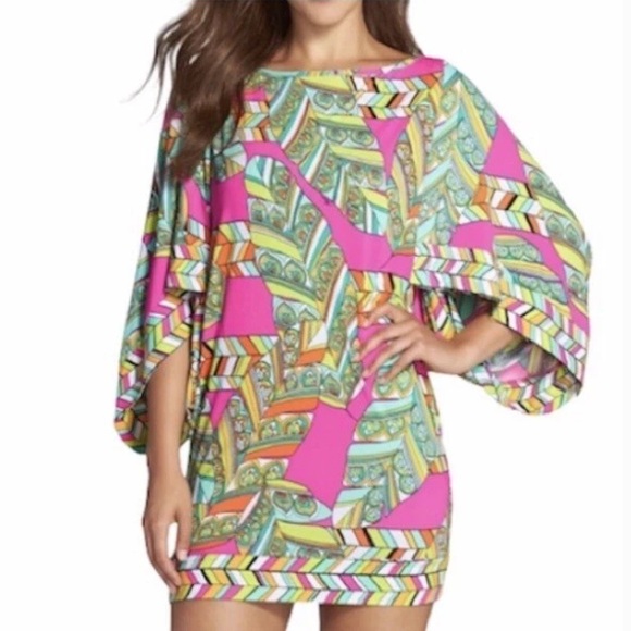 Trina Turk Dresses & Skirts - TRINA TURK Tuvalu Tunic Swim Cover Kaftan Dress Size Large Pink Multi Tropical